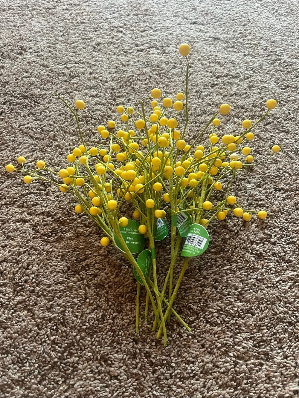 Ashland Yellow Spring Berry Spray Artificial Floral Stems - Home Accents (8)